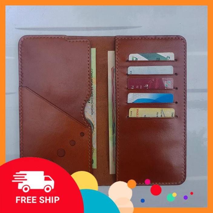 Clutch nữ - Da bò thật - Đồ da thủ công - Màu vàng bò BV0195 - ATShop2