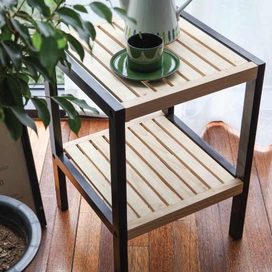 Kệ gỗ trang trí đa năng màu đen phối gỗ MW FURNITURE - Nội thất trang trí