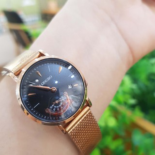 Đồng hồ nữ Longbo chính hãng dây titanium viền trắng kim xanh có lịch chống nước chống xước tuyệt đối Tony Watch 68