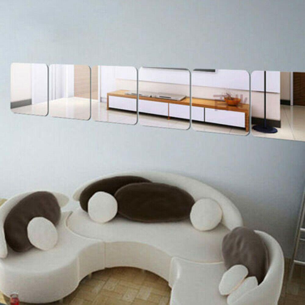 Set 1 / 9 / 16 Sticker Dán Tường Giả Gạch 3D Bằng Acrylic Tráng Gương Trang Trí Nhà Cửa