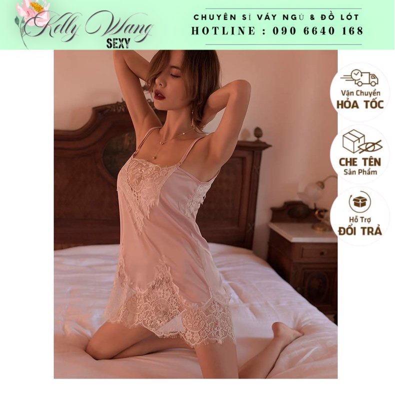 Váy ngủ sexy gợi cảm - Đồ ngủ sexy váy kèm quần chip -KELLYWANG