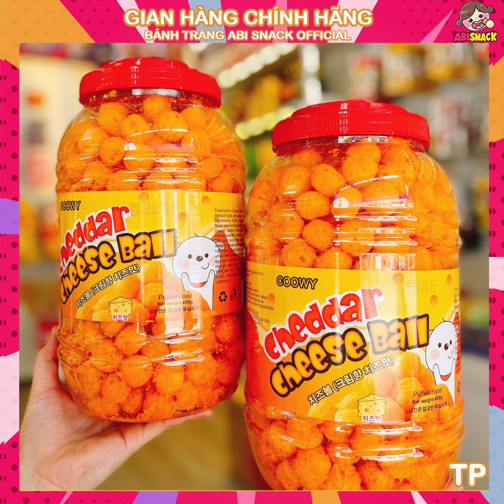 Snack Bánh Phô Mai cheedar Cheese Ball hiệu coowy tràn ngập phô mai hủ 400g