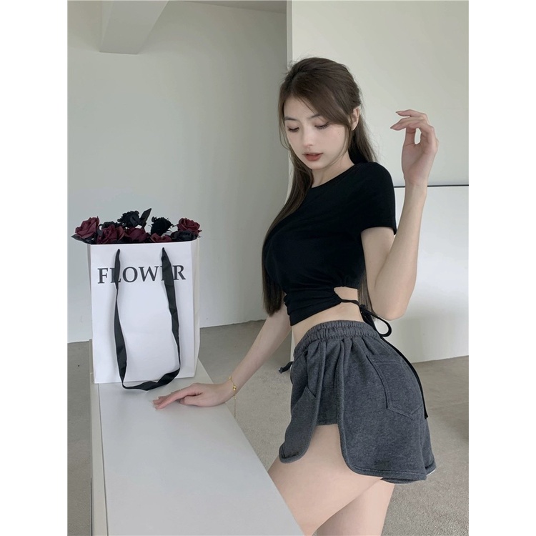 Áo croptop body tay ngắn Shopmin hở lưng quyến rũ A1863