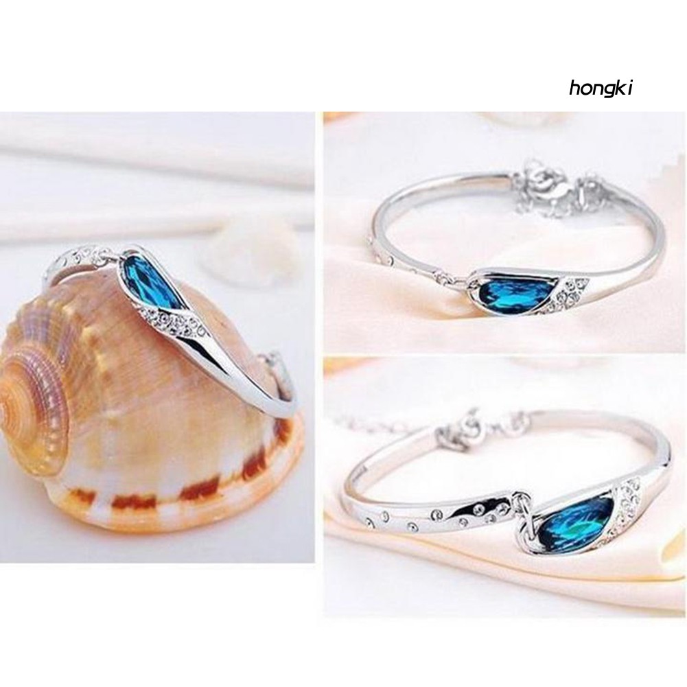 Vòng đeo tay hợp kim thiết kế chim công đính đá xanh dương nhân tạo thời trang