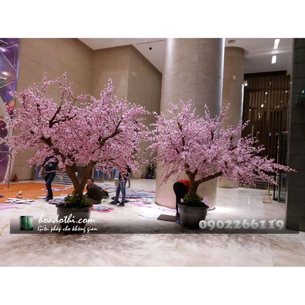 Cây hoa đào giả làm mẫu theo yêu cầu trang trí nhà hàng, khách sạn, trung tâm thương mại - Giá rẻ uy tín, chất lượng