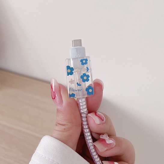 Vỏ Bọc Bảo Vệ Dây Cáp USB Type C Màu Trong Suốt Cho iPhone Android