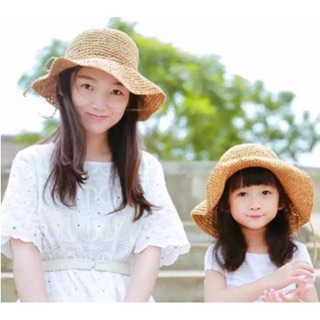 Set nón cói vành rộng cho mẹ và bé