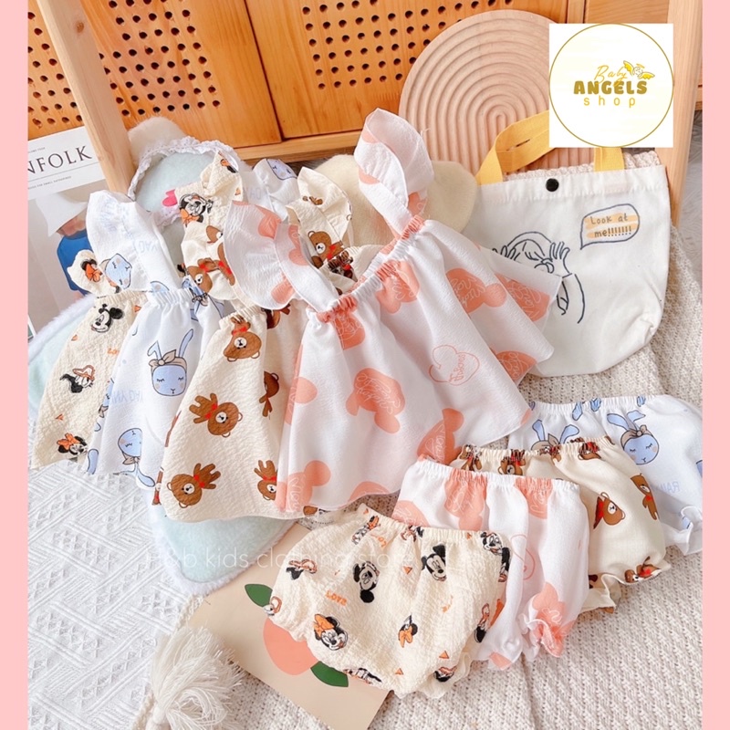 (10-14kg) Xả hàng Đồ bộ 2 dây cánh tiên bé gái