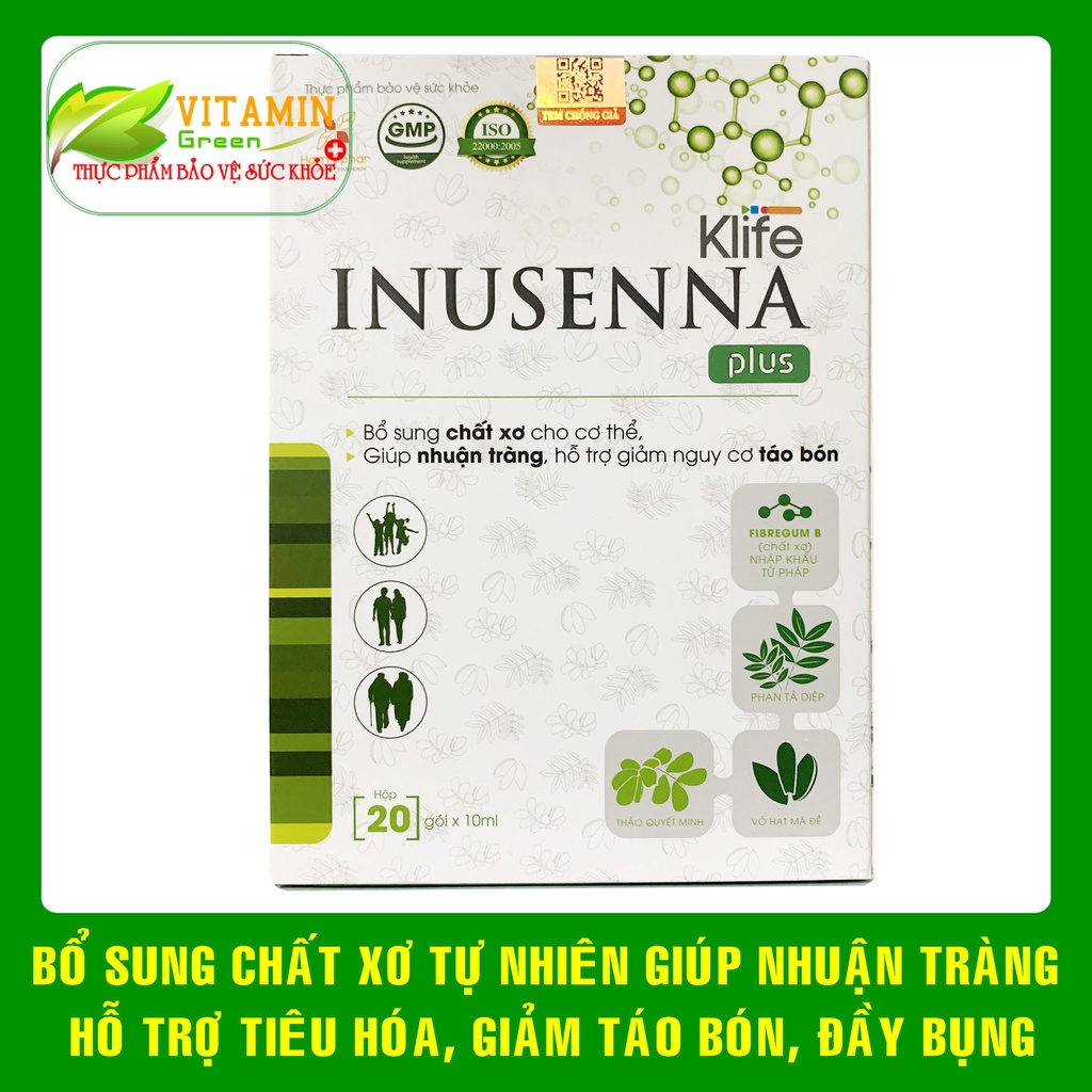 Bổ sung chất xơ cho bé bà bầu người già Klife INUSENNA giúp nhuận tràng, giảm táo bón hiệu quả