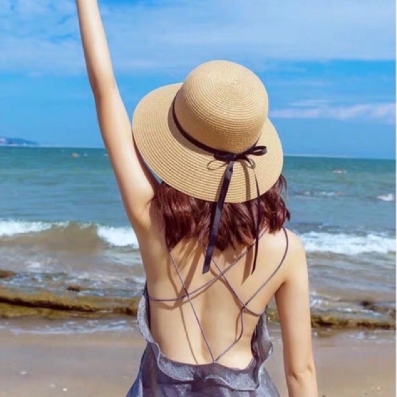 Mũ cói vành vừa đi biển cực đẹp chất ,trẻ trung tặng kèm mút dán nón bên trong cho vừa đầu