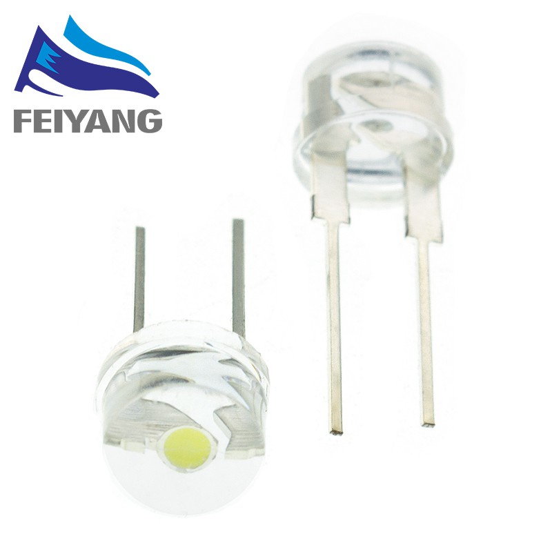 Set 10 Bóng Đèn LED F8 8mm Ánh Sáng Trắng Đỏ Xanh Dương Vàng Cam Tia UV 0.5W Tự Trang Trí