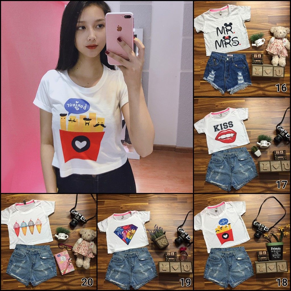 Áo thun nữ Croptop hình CRT006 - CRT020 | Shopee Việt Nam