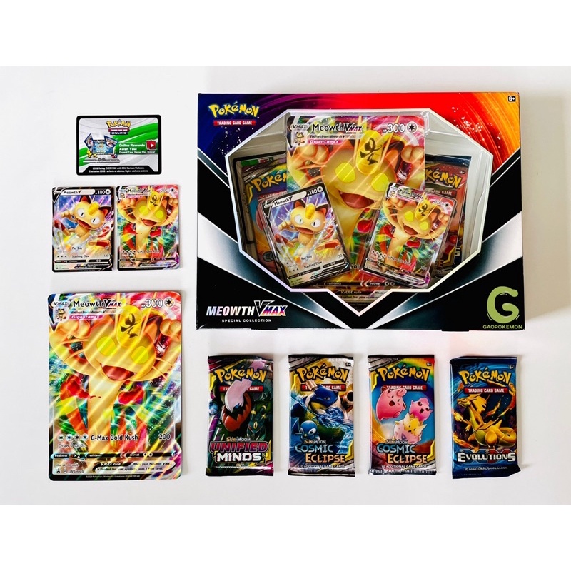 Hộp 4 gói bài Pokemon TCG - Meowth Vmax Special Collection
