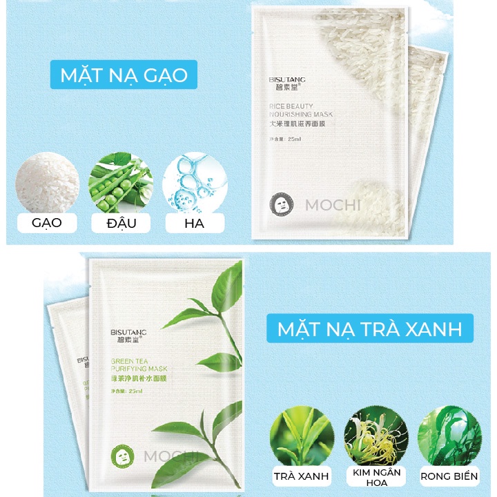 Mặt Nạ Trái Cây 8 Vị Rainbow Dưỡng Trắng Da l Cấp Ẩm l Giảm Mụn Dầu Mask Giấy Đắp Mặt Bisutang Nội Địa Trung MOCHI SHOP