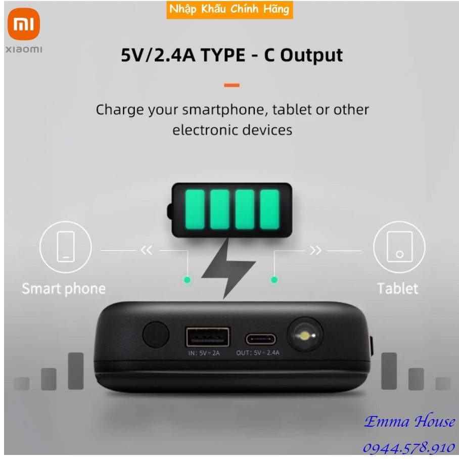 Bộ kích điện xe ô tô khẩn cấp tích hợp pin dự phòng 11100 mAh Xiaomi 70Mai Midrive PS01 - Bảo Hành 03 Tháng