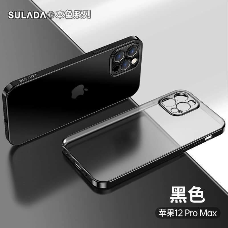 ✨Chính hãng Sulada✨ Ốp lưng nhám viền màu iphone 11 | 11 pro max | 12 mini | 12 |12 pro max bảo vệ camera silicon dẻo