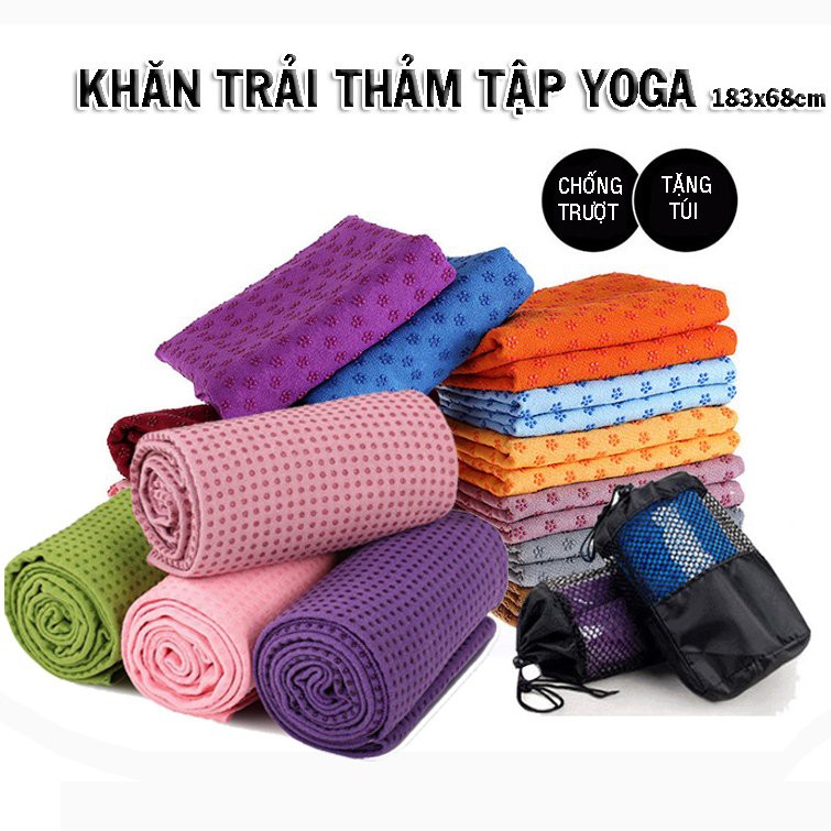 Khăn trải thảm tập yoga (tặng kèm túi dựng) hỗ trợ tập yoga