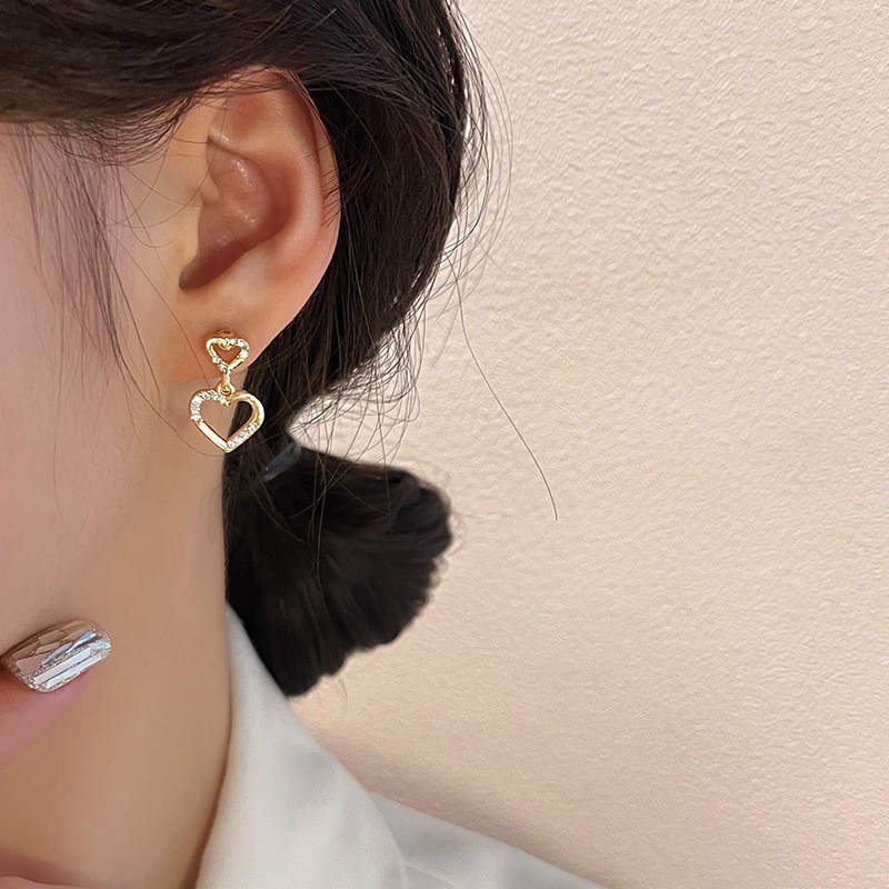 Bông Tai Mạ Bạc 925 Hình Trái Tim Đơn Giản Thời Trang Phong Cách Hàn Quốc