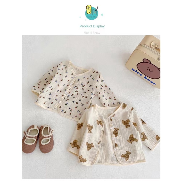 Áo Khoác cardigan Chống Muỗi Thoáng Khí Họa Tiết Gấu Xinh Xắn Theo Phong Cách Mùa Hè Hàn Quốc Dành Cho Bé