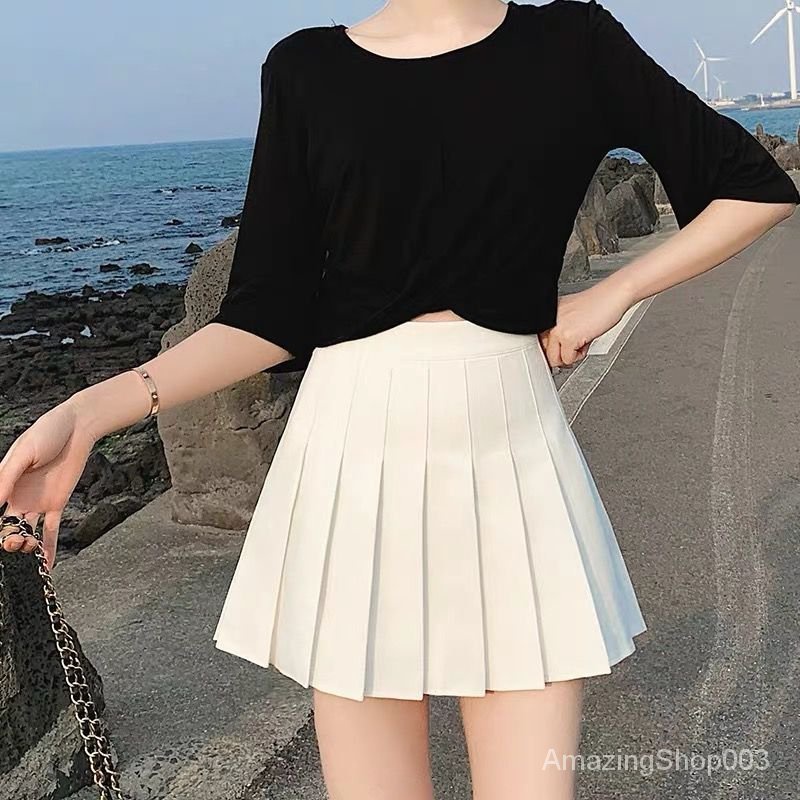 Chân Váy Ngắn Xếp Ly Màu Trắng / Đen Thời Trang Xuân Thu Cho Nữ | BigBuy360 - bigbuy360.vn