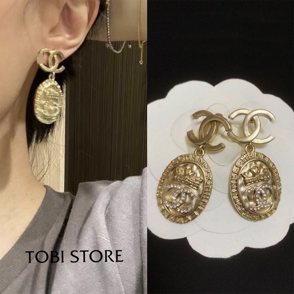 Bông tai nữ thương hiệu CC mạ vàng thả dài sang trọng thời trang TB454 TOBI STORE