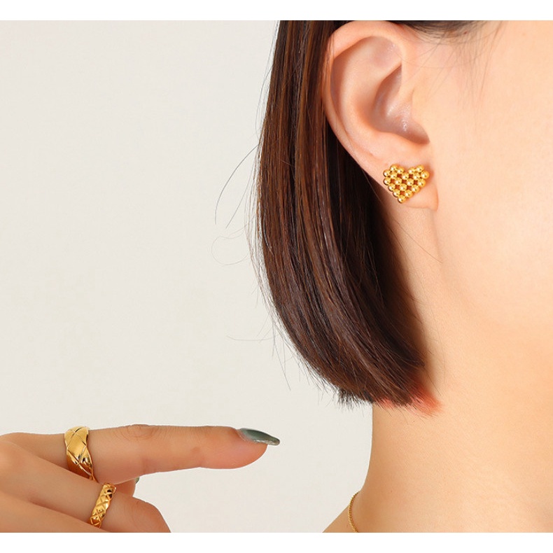 Bộ Trang Sức Trái Tim Titan Ko Đen TT 4249