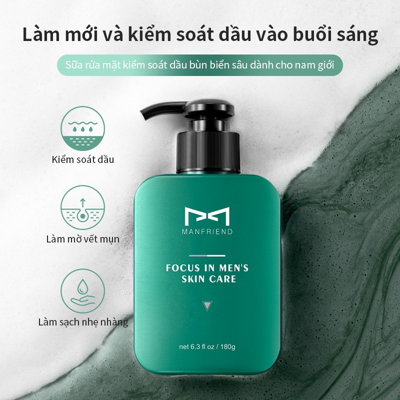 Sữa Rửa Mặt MANFRIEND Kiềm Dầu Dưỡng Ẩm Làm Trắng Da Hiệu Quả Cho Nam 180g