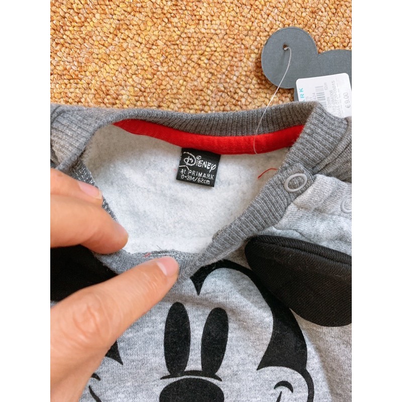 Áo nỉ mickey lót lông cho bé dư xịn 0/3-24/36m