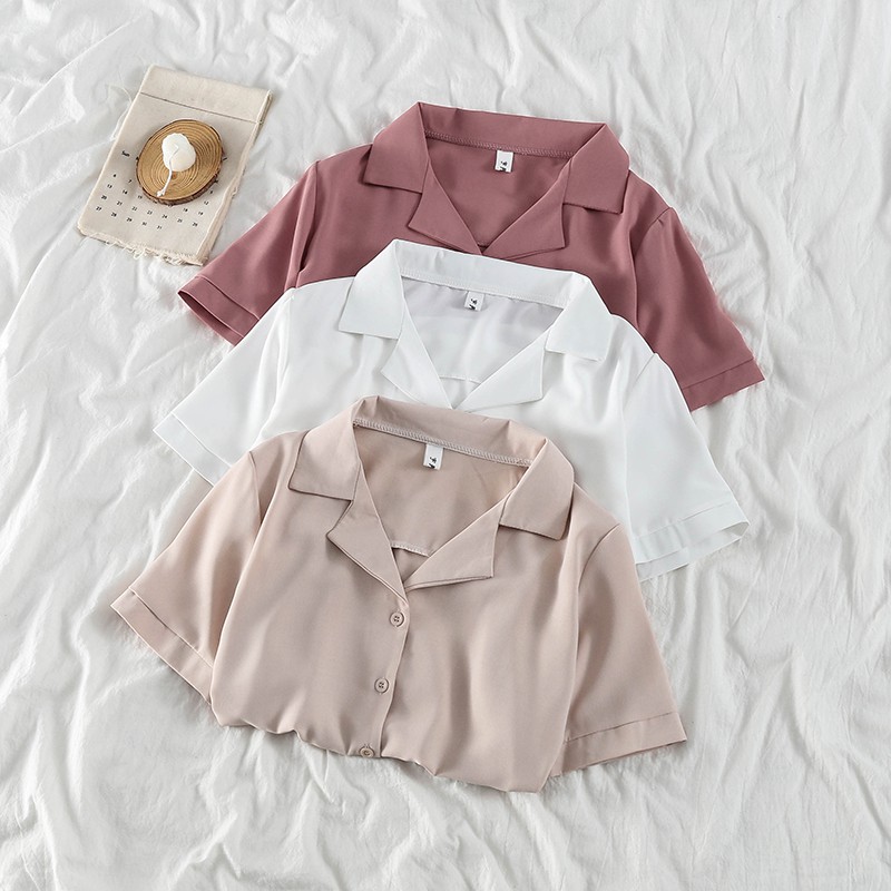 Áo Sơ Mi Voan Tay Ngắn Cổ Bẻ Thiết Kế Trẻ Trung Hợp Thời Trang | BigBuy360 - bigbuy360.vn