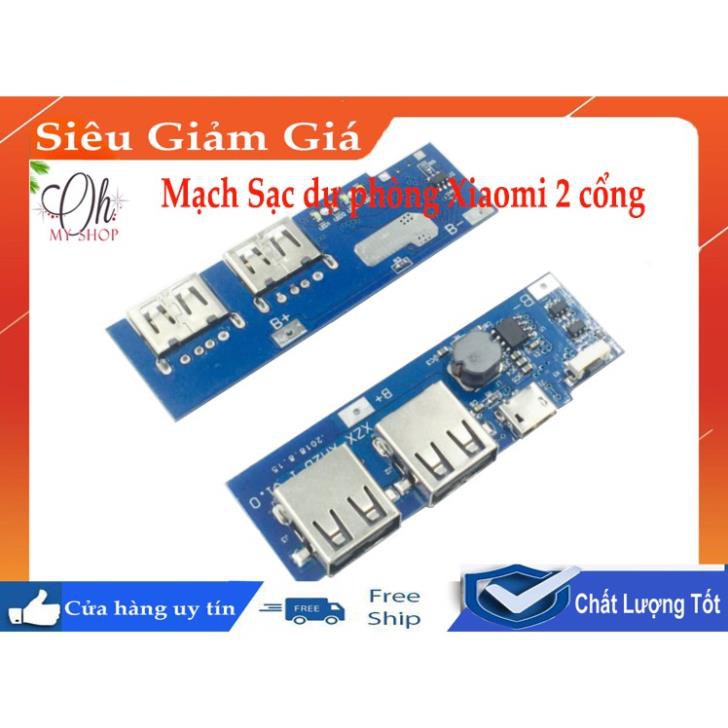 Mạch sạc dự phòng - Mạch sạc dự phòng Xiaomi gen 2s (2 cổng) - Bằng pin LIthim-Polymer- Chuẩn Xịn