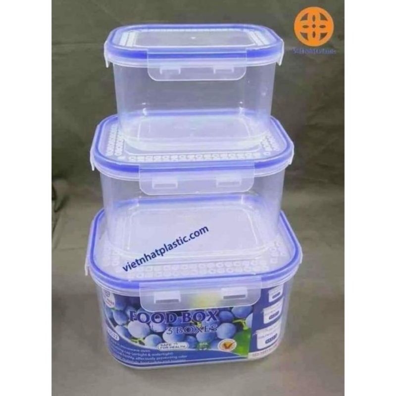 HỘP NHỰA ĐỰNG THỰC PHẨM NẮP GÀI BỘ 3 CÁI