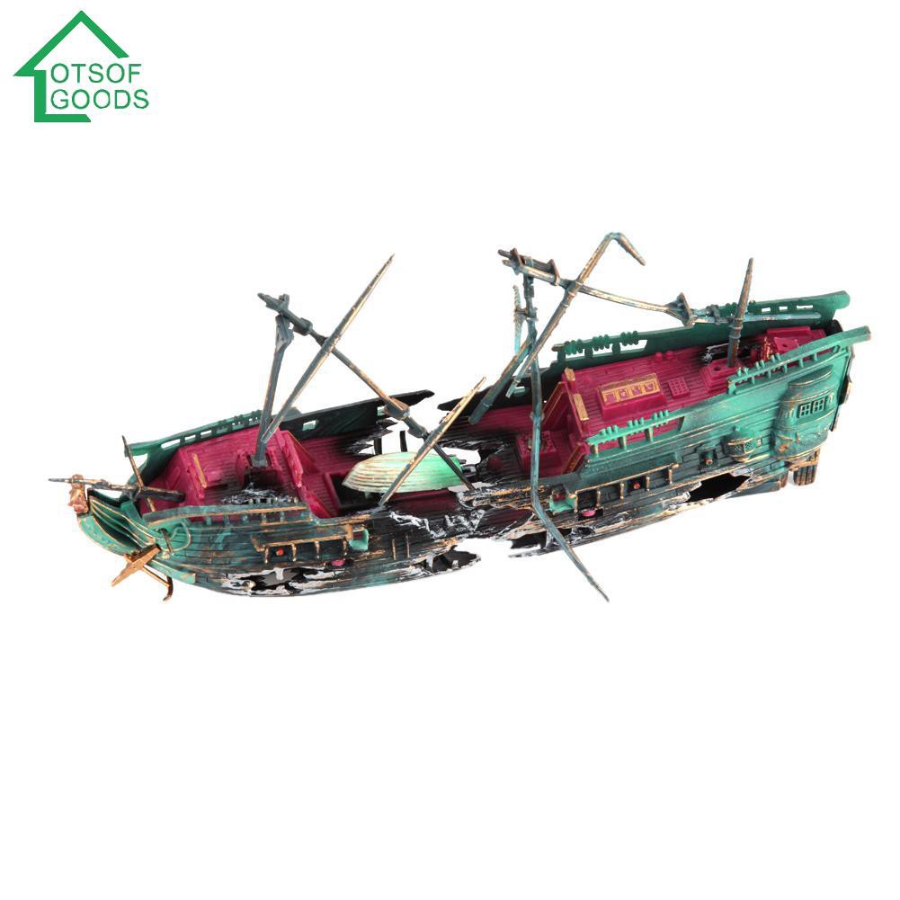 Mô hình thuyền thủng mô phỏng đắm tàu dùng trang trí bể cá