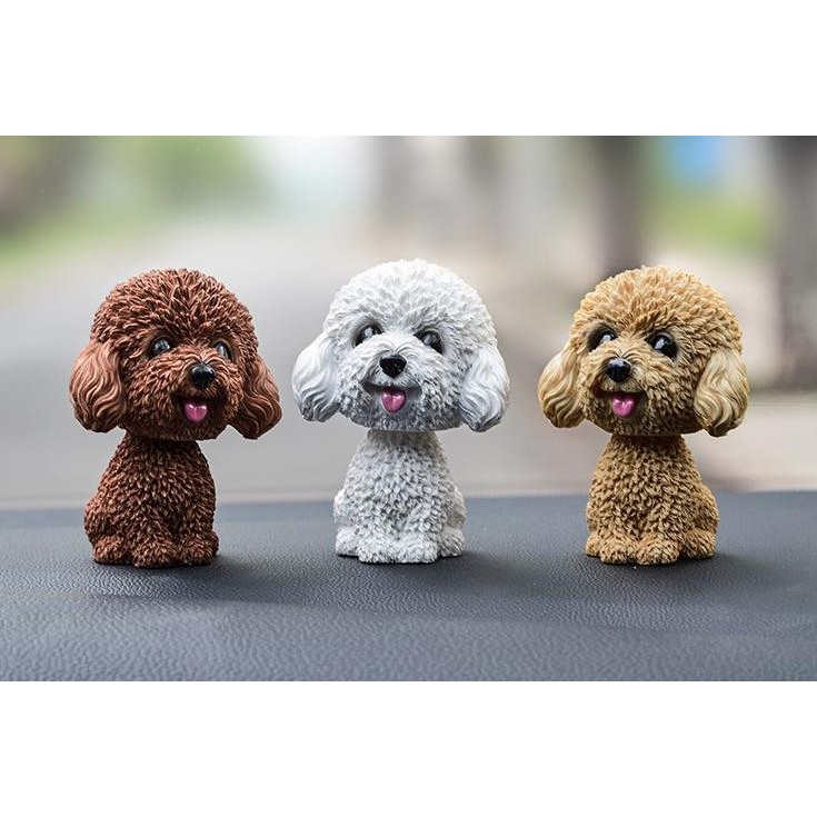 Tượng chó Poodle xinh xắn lúc lắc đầu phù hợp làm quà tặng, để taplo xe ô tô hay bàn làm việc trang trí