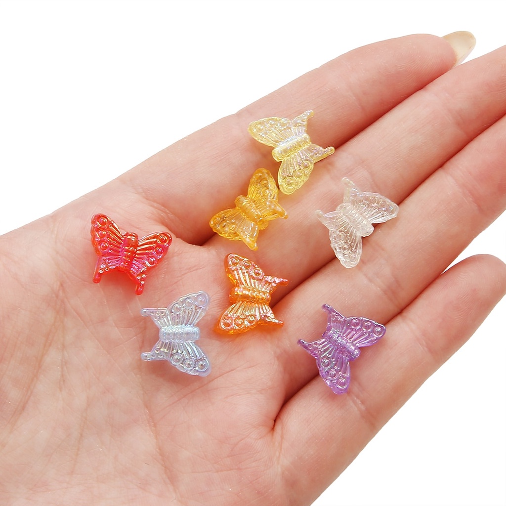 Bộ 20 hạt nhựa acrylic hình bướm nhiều màu 15x13mm dùng làm trang sức thủ công