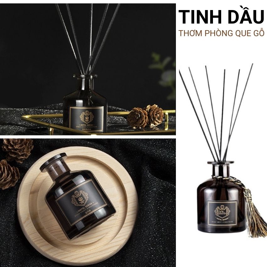 Tinh dầu thơm phòng que gỗ thiên nhiên tự khuếch tán khử mùi kháng khuẩn 50ml, lọ tinh dầu khuếch đại cao cấp Kho Sỉ