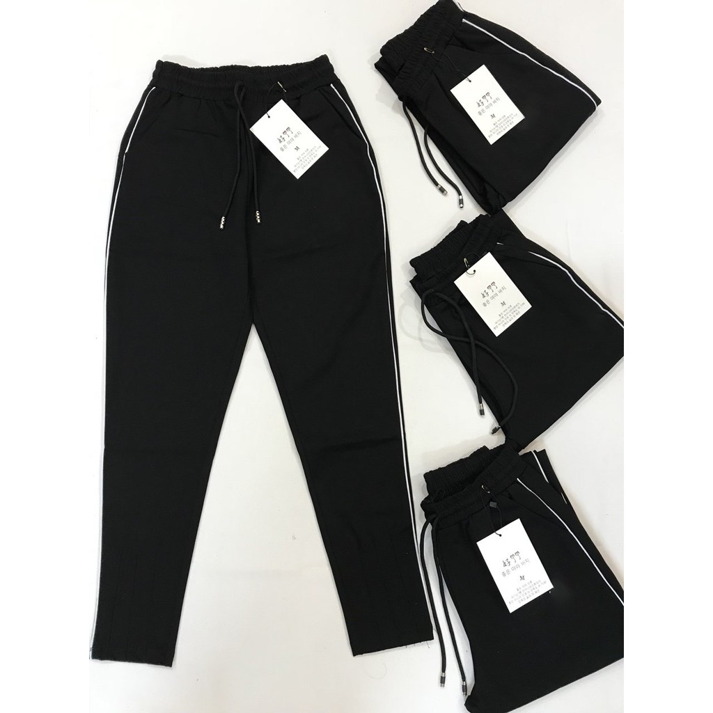 Quần Jogger nữ phong cách thể thao thêu 3 lá có dây rút điều chỉnh
