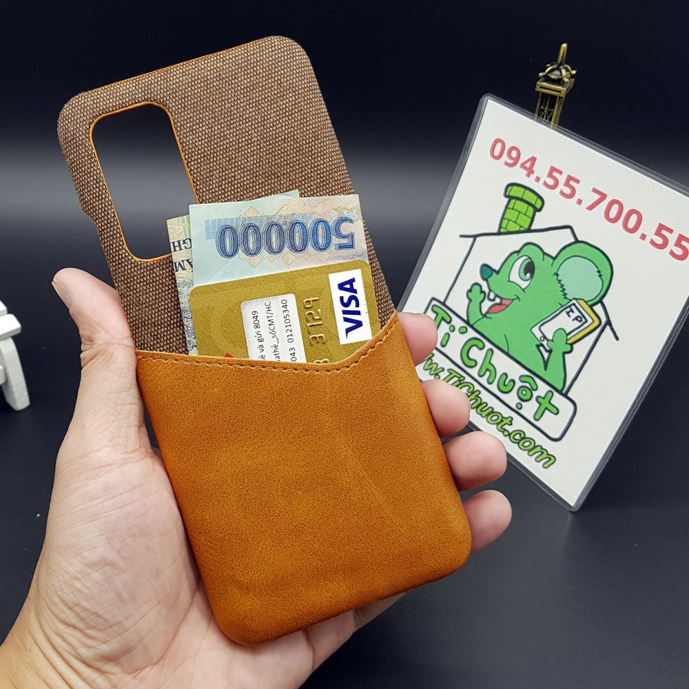 [Ảnh Thật] Ốp Lưng Xiaomi Mi 10T/ 10T PRO 5G Vải Fabric Phối Da Nhét Tiền Thẻ ATM