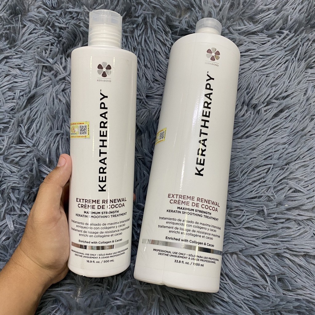 🍀  Keratin phục hồi tóc hư nát và làm thẳng tóc xoăn rối thành tóc thẳng KERATHERAPY EXTREME Renewal 1000ml