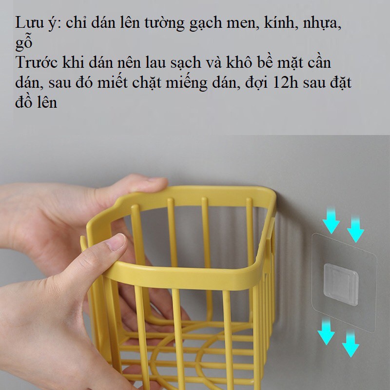 Giỏ nhựa dán tường đựng giấy vệ sinh trong phòng tắm phòng bếp khay kệ đựng đồ đa năng