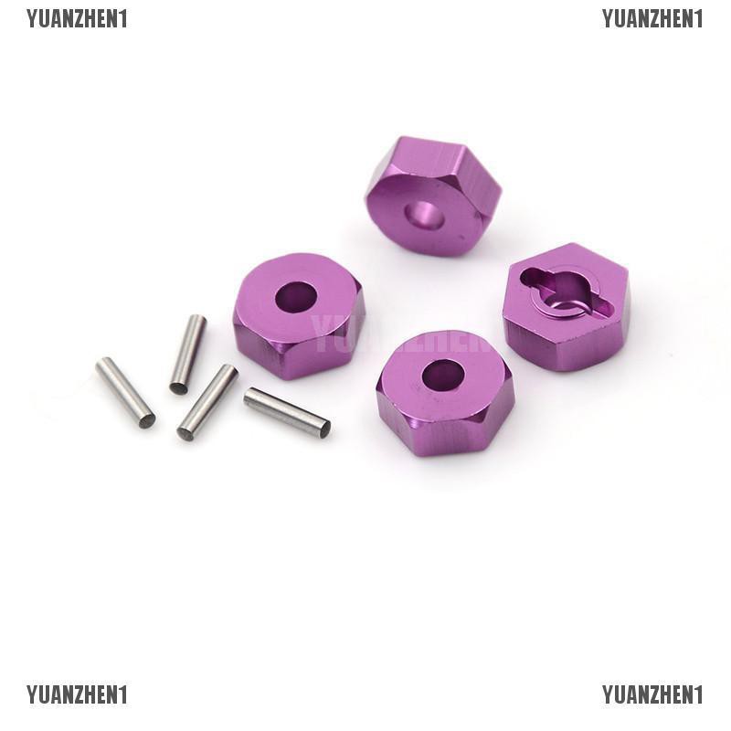 Set 4 Đai Ốc Lục Giác Bằng Nhôm 12MM Kèm Trục Bánh Xe Điều Khiển HSP Tỉ Lệ 1 / 10