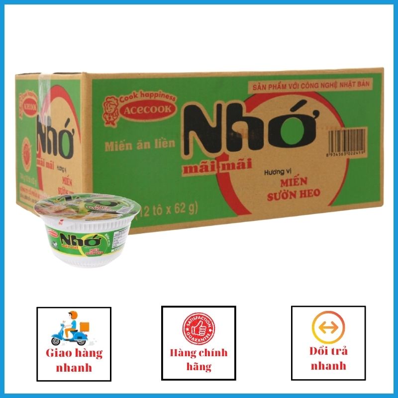 Nhớ Mãi Mãi Hương Vị Miến Sườn Heo thùng 12 tô x62g MMSH01