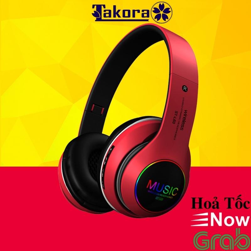 Tai nghe headphone bluetooth không dây âm ST-L63 , có khe gắn thẻ nhớ, âm bas ấm lớn, pin khủng