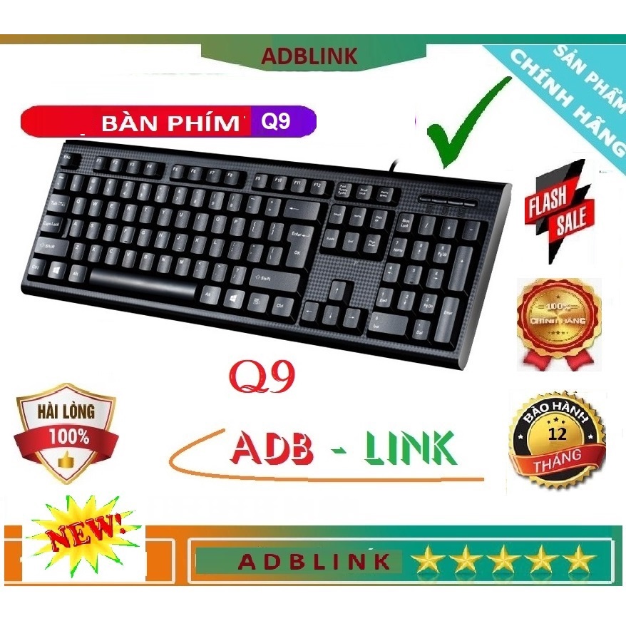 Bàn Phím Có Dây Q9 ADBLink - Màu Đen , Cổng Usb ( Chưa Kèm Chuột )