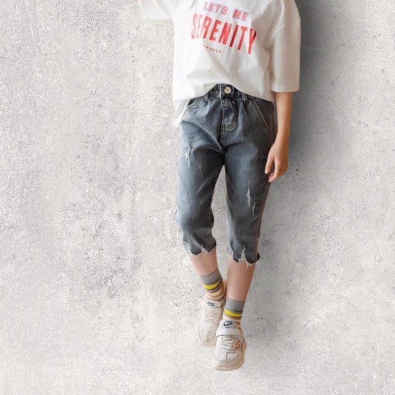 Quần jeans lửng bé gái hàng quảng châu chất xịn đẹp Shushibaby