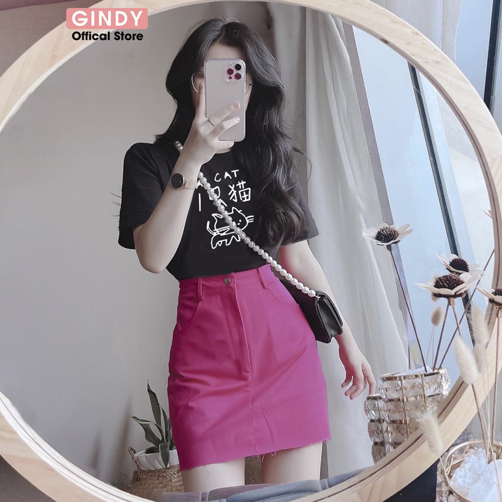 Chân váy chữ A ngắn lưng cao GINDY Linh Miêu thời trang công sở trẻ trung V5103