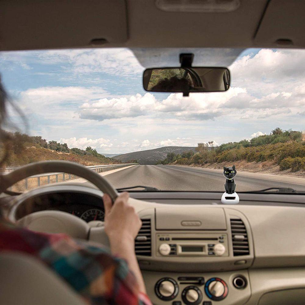 DARNELL Đồ Chơi Búp Bê Mèo Lắc Đầu Sử Dụng Năng Lượng Mặt Trời Màu Đen Trang Trí Nội Thất Xe Hơi