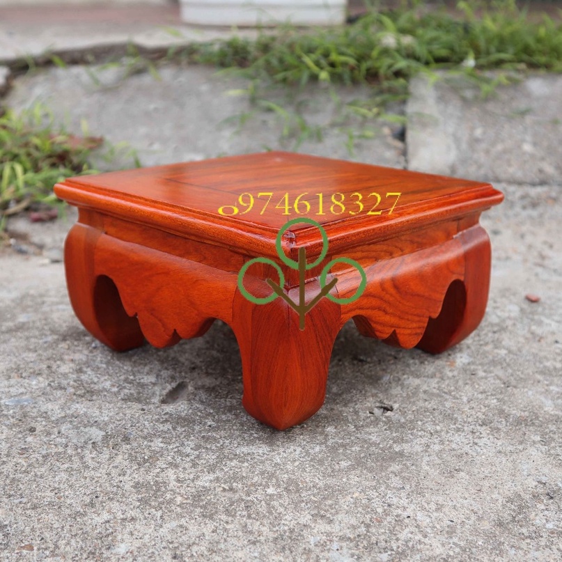 Đôn chân quỳ trơn,bàn osin vuông đế Kỷ kê tượng gỗ hương cao 9cm