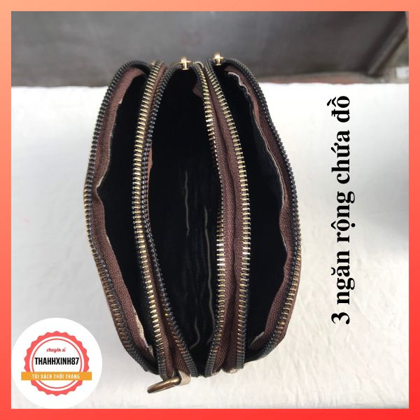 Túi gc đeo chéo cầm tay 3 ngăn khóa đồng