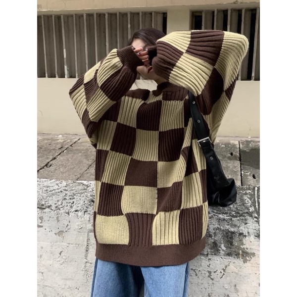 ÁO SWEATER HOẠ TIẾT BÀN CỜ