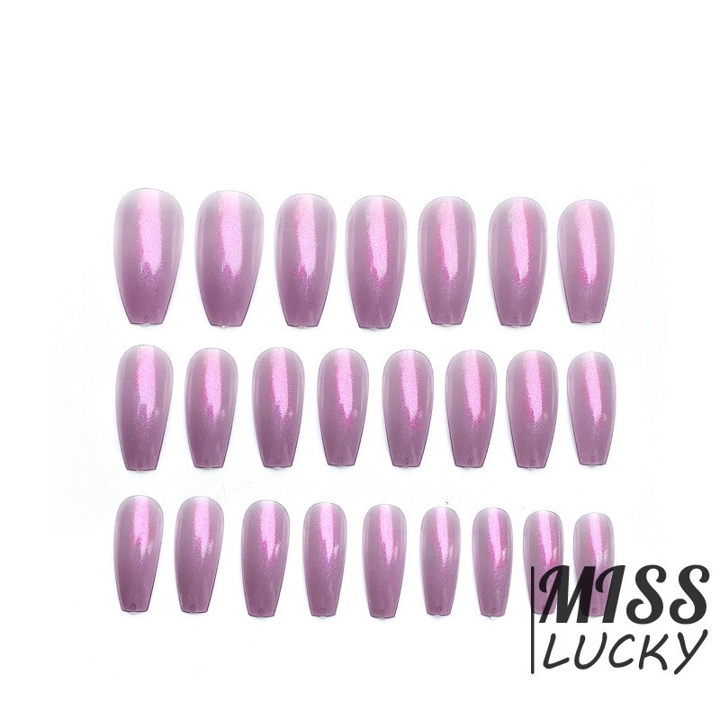 Set 24 Móng Tay Giả Màu Tím Thời Trang Kèm Keo Dán